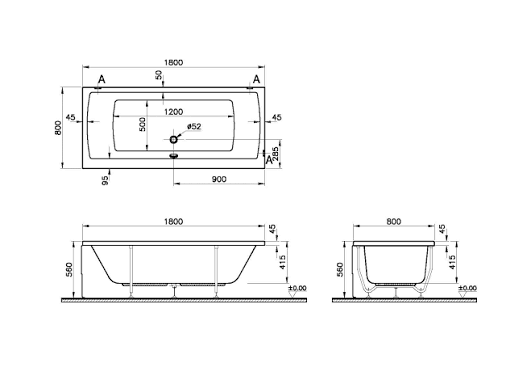 İki Tərəfli Vanna (Double Ended) - 52540001000 Neon Model, Double Ended Bath - 3