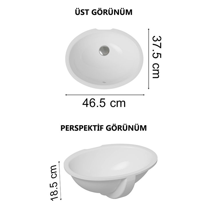 Oval Taxta Altı Lavabo (Under Counter) - S20 Model, Under Counter Oval - 2